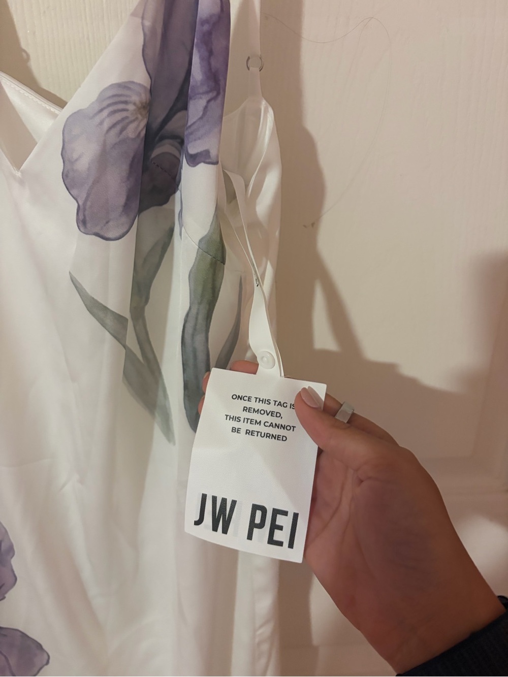 JW PEI Ivory Satin Slip Dress - Iris Print - Picture 5 of 7